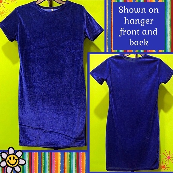 NWOT JRS XL VELOUR STRETCH MINI DRESS SHIMMERY SAPPHIRE BLUE BODYCON LIGHTWEIGHT - Picture 4 of 14